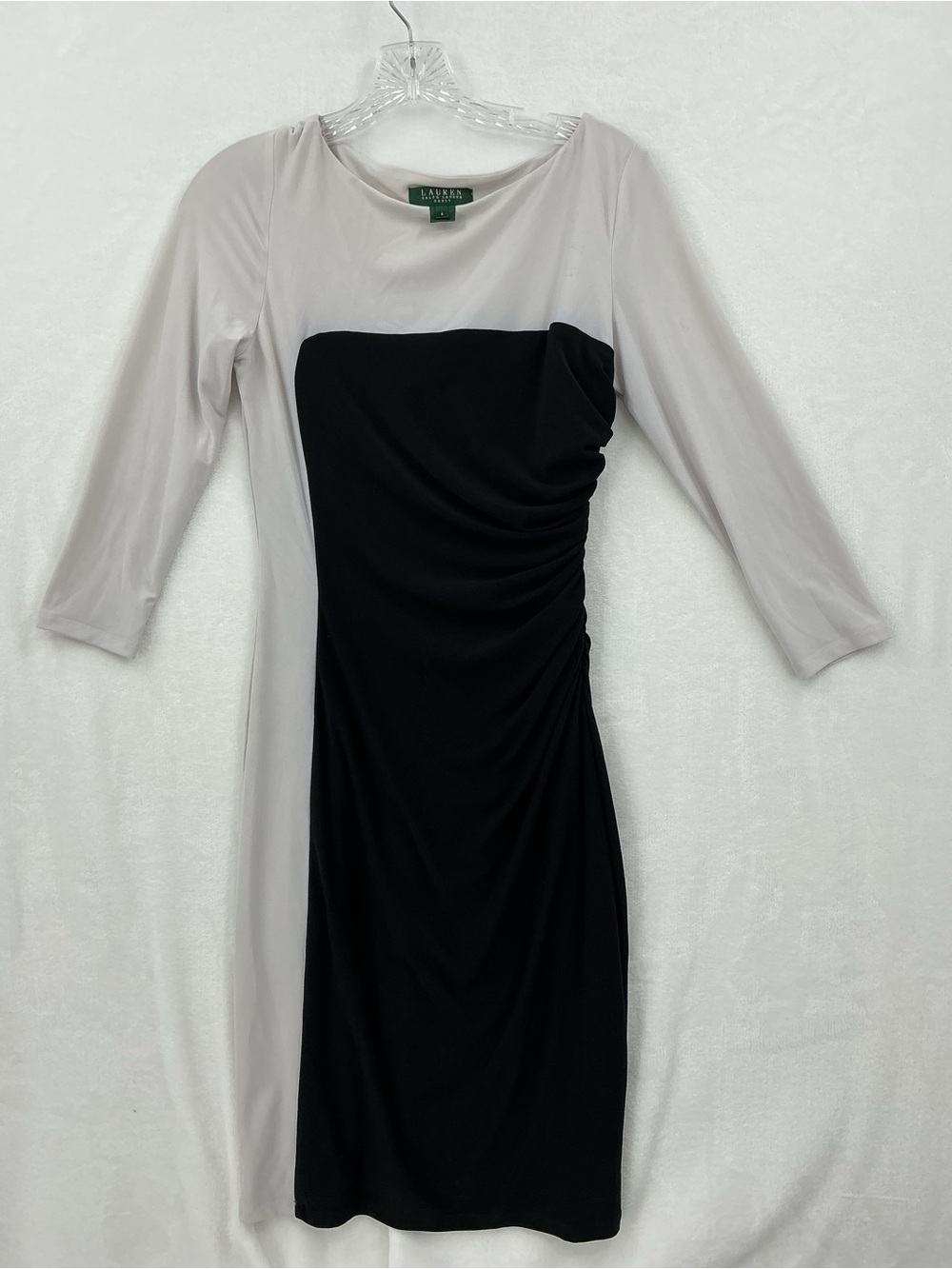 Ralph Lauren Black and Light Gray Two-Tone Midi Sheath Dress 1226